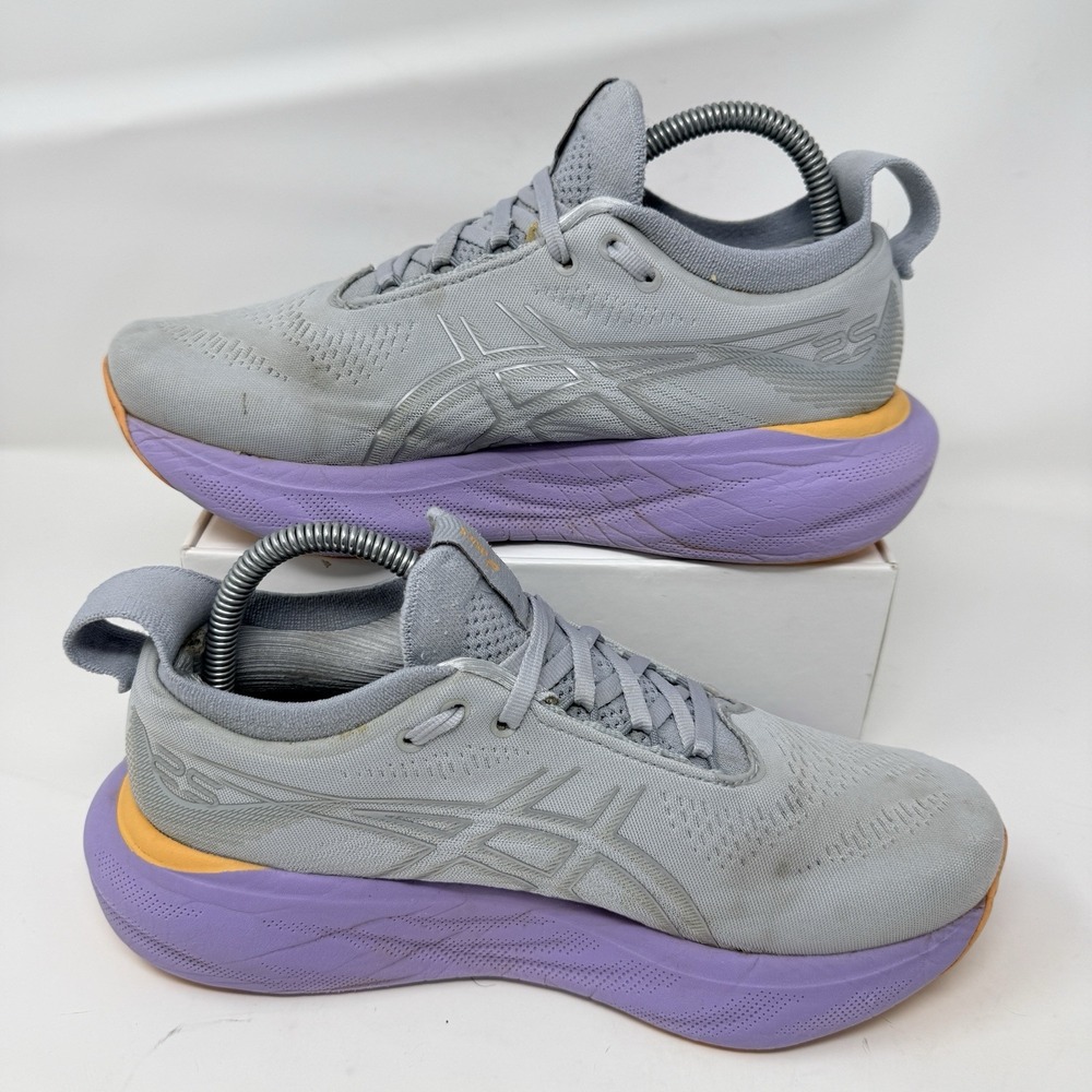 ASICS Gel-Nimbus 25 Womens Size 8 Running Shoes Grey Purple Orange 1012B356 - Picture 3 of 10